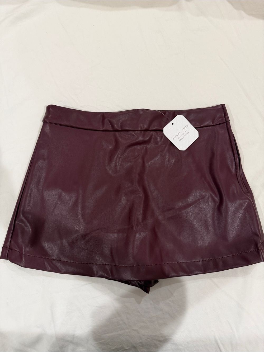 Altar'd State Burgundy Faux Leather Mini Skort